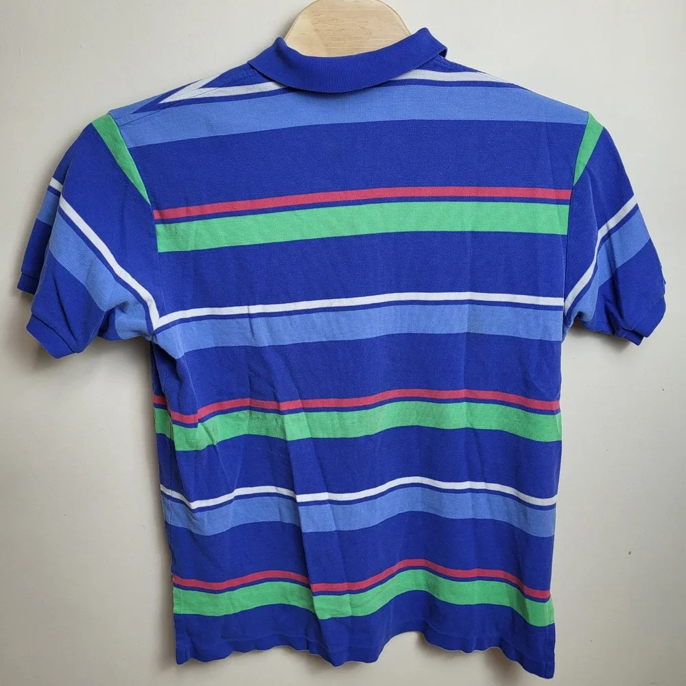 Polo Ralph Lauren Mens XL Striped Short Sleeve Polo Shirt Blue Green Red‎ Pony